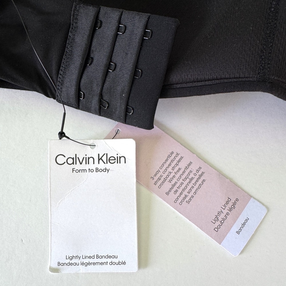 Calvin Klein, Size Medium, Form To Body Black Lightly Lined Bandeau Bralette NEW - Picture 8 of 12